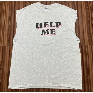 Hanes Men's T Shirt 2XL Gray Graphic‎ Logo Cut Sleeves Getta Job Heather VTG